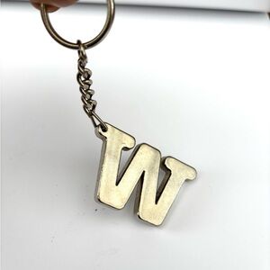 Vintage chrome Initial 'W' Keychain